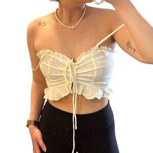 NWT Princess Polly Daphne Top- Tie Front Corset Cami Top in White - Size 6